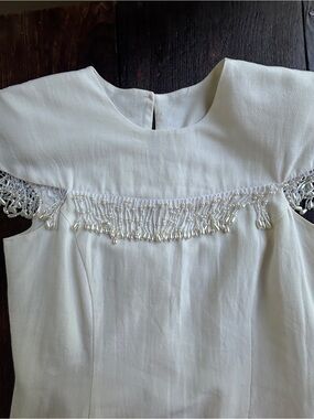 Vintage White Beaded Fringe Cocktail Dress | Elegant Party Occasion Dress